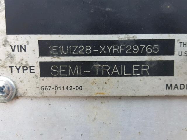 1E1U1Z28XYRF29765 - 2000 ALLOY TRAILER TRAILER SILVER photo 10