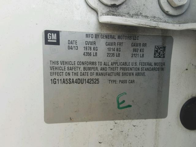 1G11A5SA4DU142525 - 2013 CHEVROLET MALIBU LS 白色 照片 10