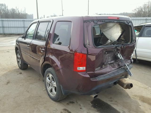 5FNYF3H5XEB018078 - 2014 HONDA PILOT EXL BURGUNDY photo 3