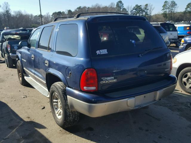 1B4HS28N11F589841 - 2001 DODGE DURANGO BLUE photo 3