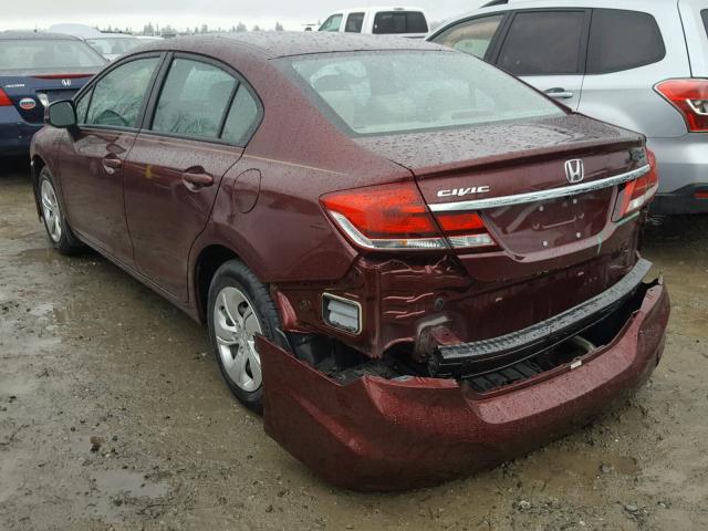 19XFB2F50DE096020 - 2013 HONDA CIVIC LX BURGUNDY photo 3