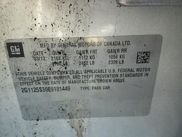 2G1125S30E9101449 - 2014 CHEVROLET IMPALA LT BURN photo 10