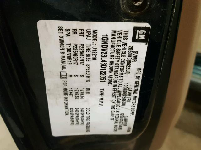 1GNDV23L46D122051 - 2006 CHEVROLET UPLANDER L 绿色 照片 10