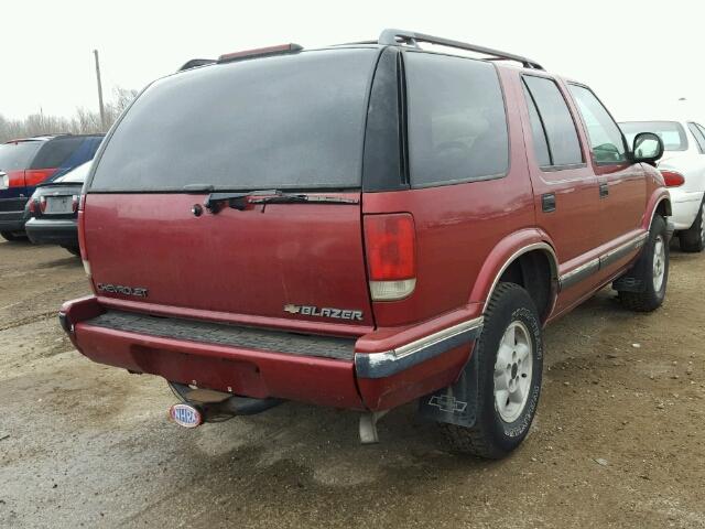 1GNDT13W8S2259042 - 1995 CHEVROLET BLAZER BURGUNDY photo 4