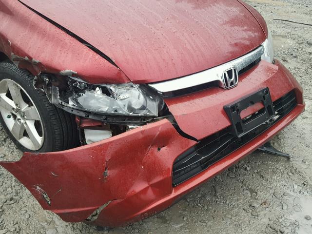 1HGFA16848L020029 - 2008 HONDA CIVIC EX წითელი ფოტო 9