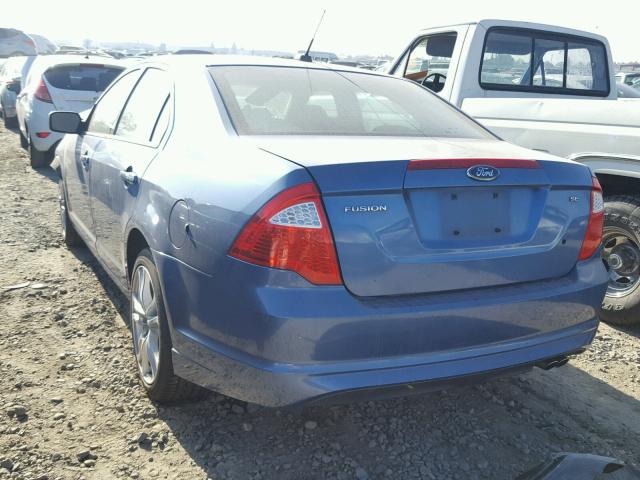 3FAHP0HA4AR297552 - 2010 FORD FUSION SE BLUE photo 3