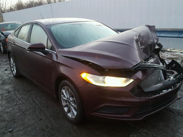 3FA6P0HD3HR272587 - 2017 FORD FUSION SE MAROON photo 1