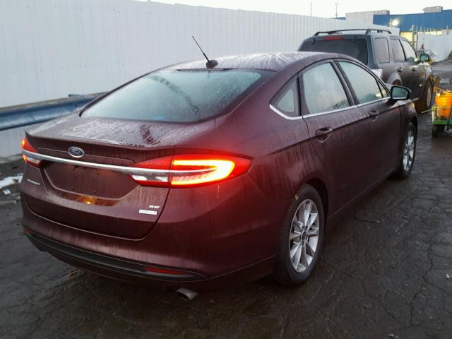 3FA6P0HD3HR272587 - 2017 FORD FUSION SE MAROON photo 4