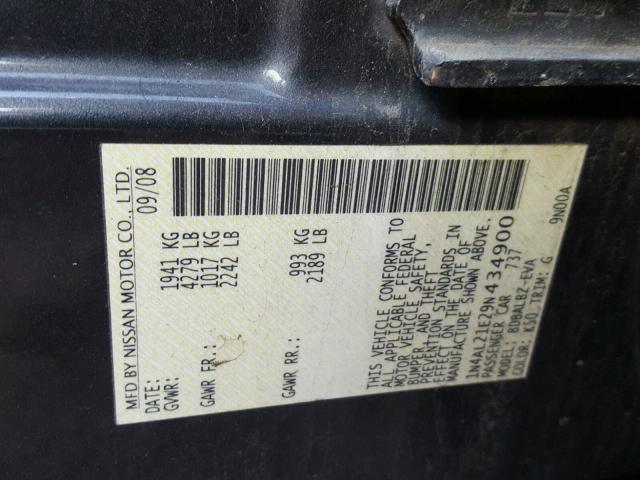 1N4AL21E29N434900 - 2009 NISSAN ALTIMA 2.5 SILVER photo 10