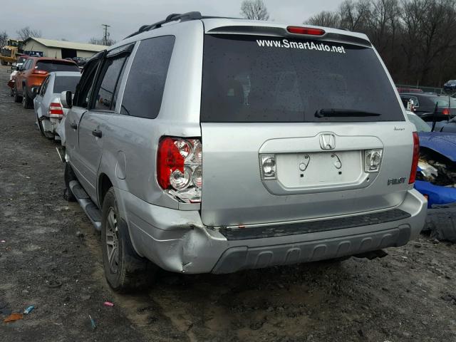 5FNYF18505B004632 - 2005 HONDA PILOT EXL SILVER photo 3