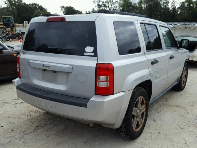 1J8FT28W37D358145 - 2007 JEEP PATRIOT SP SILVER photo 4