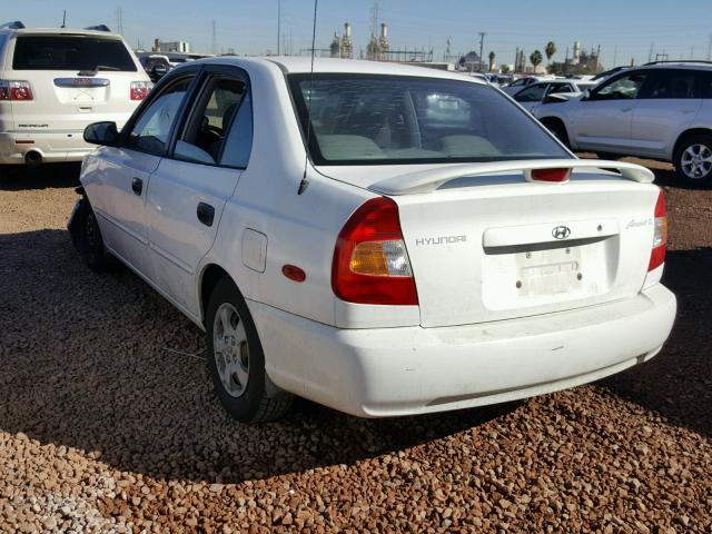 KMHCG45C01U167659 - 2001 HYUNDAI ACCENT GL WHITE photo 3