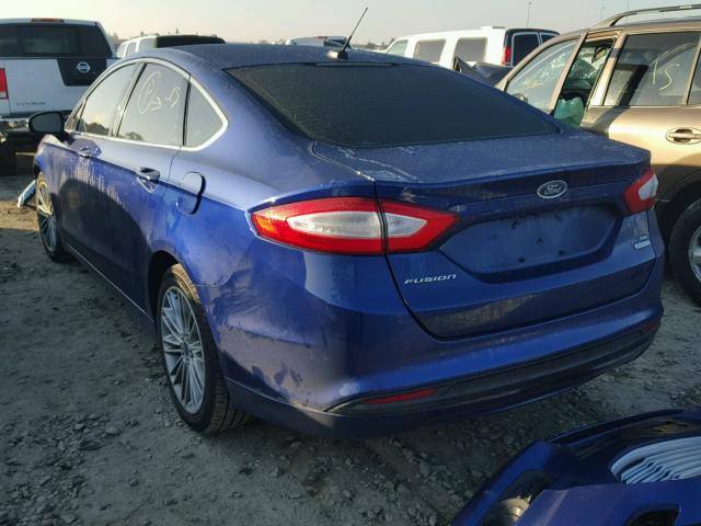 3FA6P0HR9DR325928 - 2013 FORD FUSION SE BLUE photo 3