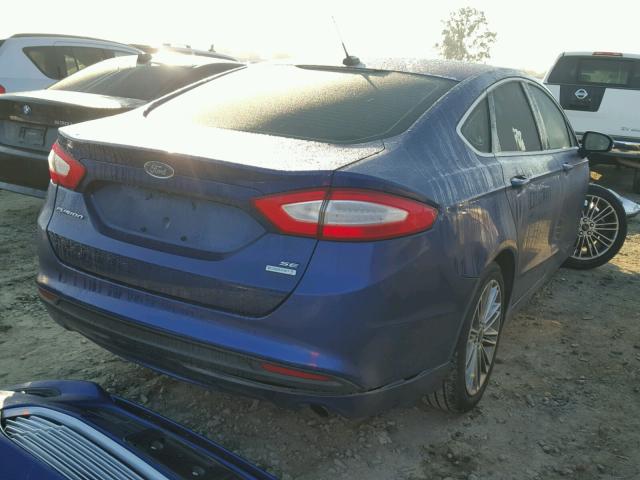 3FA6P0HR9DR325928 - 2013 FORD FUSION SE BLUE photo 4