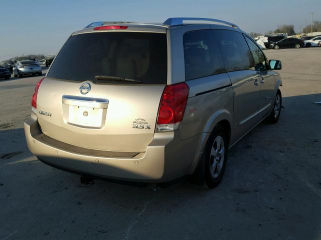 5N1BV28U37N138783 - 2007 NISSAN QUEST S SILVER photo 4