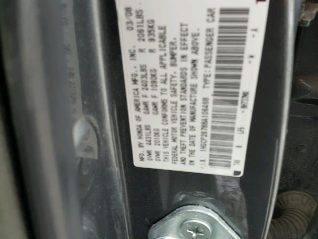 1HGCP26788A106468 - 2008 HONDA ACCORD EX GRAY photo 10