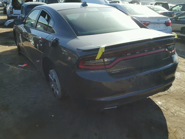 2C3CDXJGXGH180989 - 2016 DODGE CHARGER SX GRAY photo 3