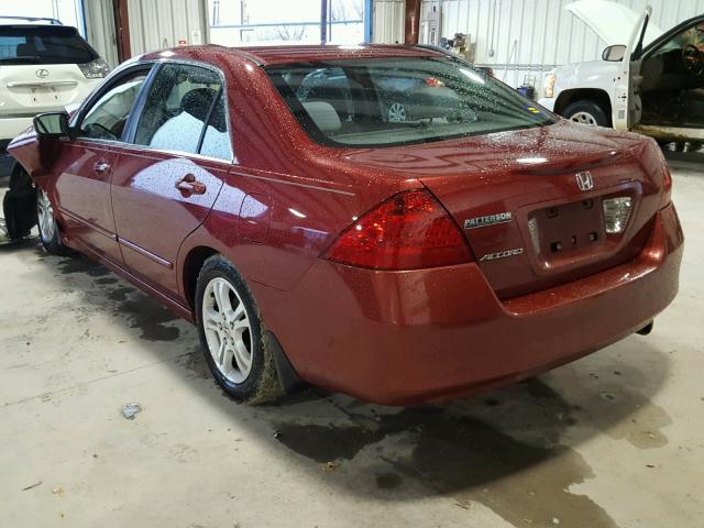 1HGCM56327A204143 - 2007 HONDA ACCORD SE RED photo 3