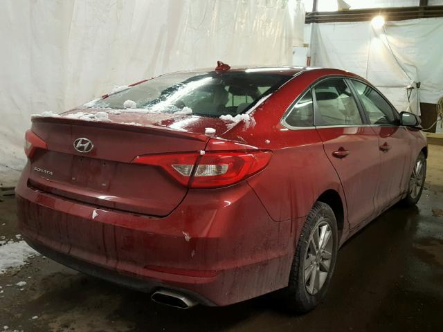 5NPE24AF0FH007651 - 2015 HYUNDAI SONATA SE BURGUNDY photo 4