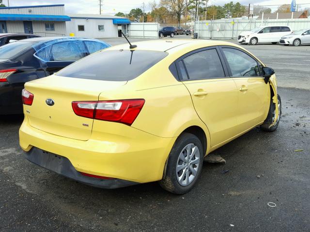 KNADM4A37G6596783 - 2016 KIA RIO LX YELLOW photo 4