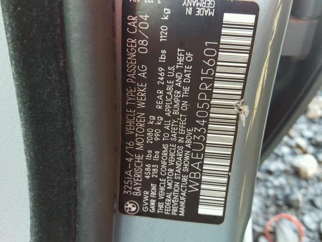 WBAEU33405PR15601 - 2005 BMW 325 XI GREEN photo 10