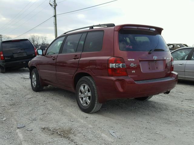 JTEDP21A540039863 - 2004 TOYOTA HIGHLANDER MAROON photo 3