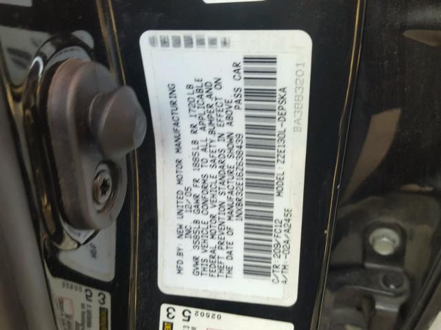 1NXBR32E16Z638439 - 2006 TOYOTA COROLLA CE BLACK photo 10