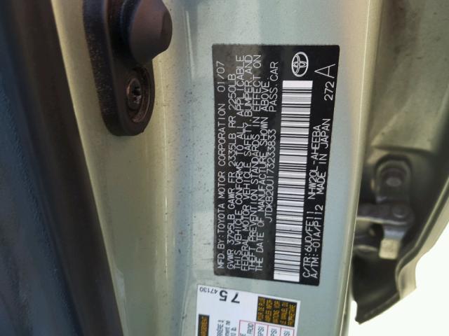 JTDKB20U173233833 - 2007 TOYOTA PRIUS GREEN photo 10