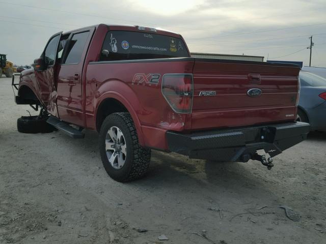 1FTFW1CF9DFC26863 - 2013 FORD F150 SUPER RED photo 3