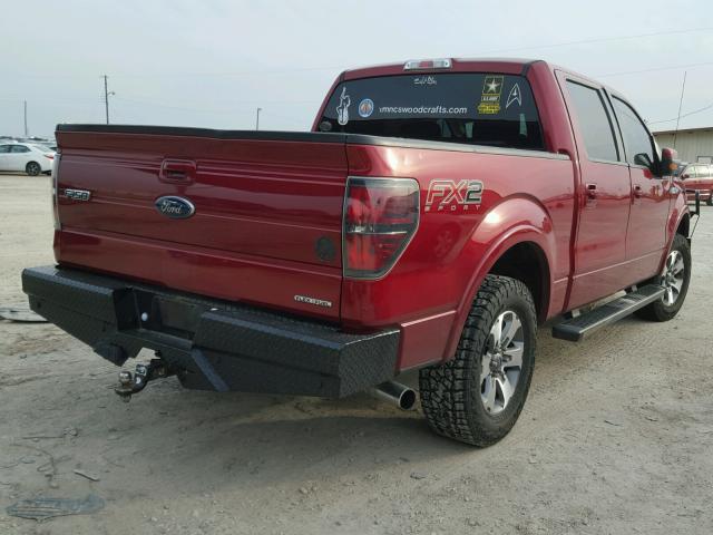 1FTFW1CF9DFC26863 - 2013 FORD F150 SUPER RED photo 4