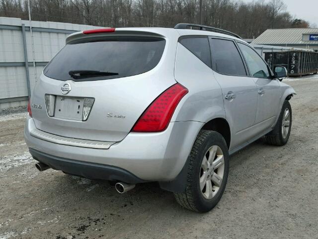 JN8AZ08W17W623870 - 2007 NISSAN MURANO SL SILVER photo 4