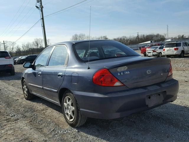 KNAFB121025168661 - 2002 KIA SPECTRA BA BLUE photo 3