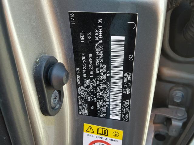 JTJBJRBZXH2055364 - 2017 LEXUS NX 300H GRAY photo 10