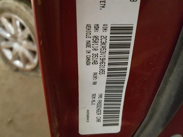 2C3KA53V19H631055 - 2009 CHRYSLER 300 TOURIN RED photo 10