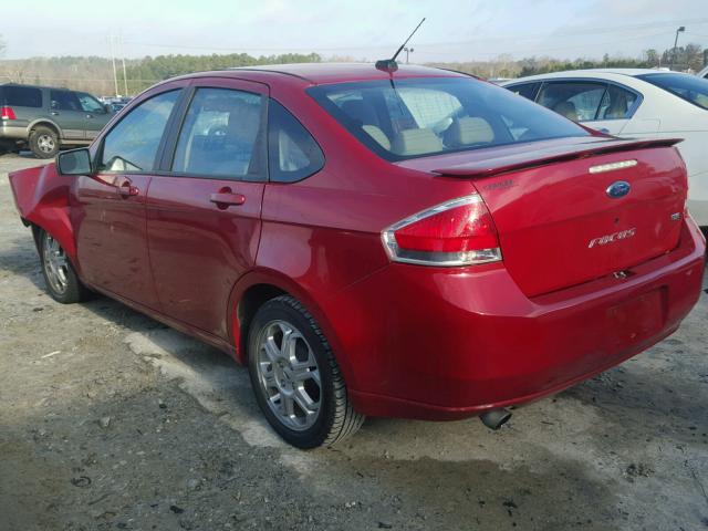 1FAHP36N89W117599 - 2009 FORD FOCUS SES RED photo 3