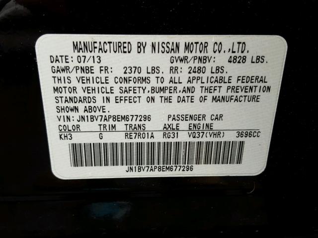 JN1BV7AP8EM677296 - 2014 INFINITI Q50 BASE BLACK photo 10