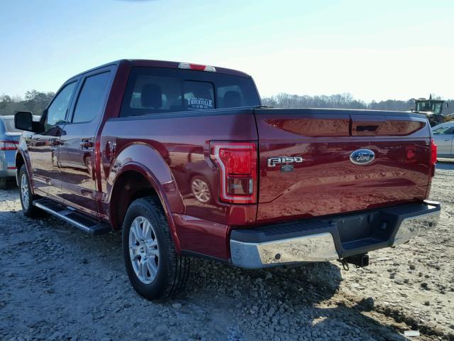 1FTEW1CP9FFA54129 - 2015 FORD F150 SUPER MAROON photo 3