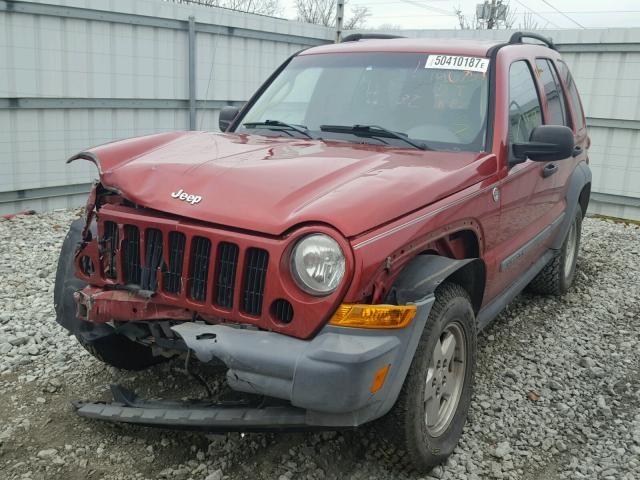 1J4GL48K55W661198 - 2005 JEEP LIBERTY SP RED photo 2