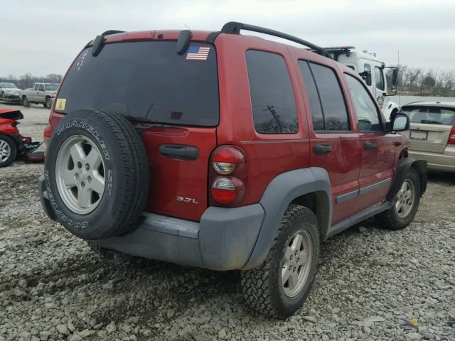 1J4GL48K55W661198 - 2005 JEEP LIBERTY SP RED photo 4