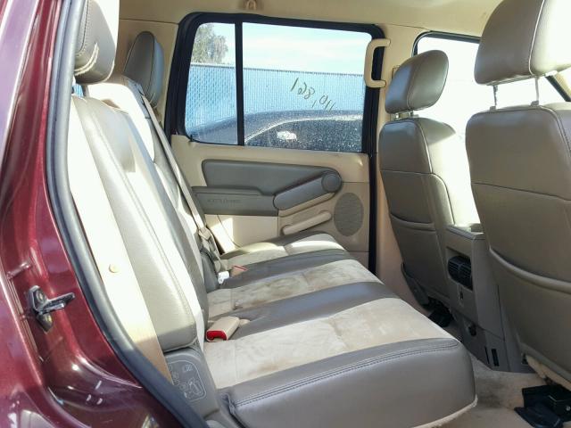 1FMEU64E96ZA00159 - 2006 FORD EXPLORER E BURGUNDY photo 6