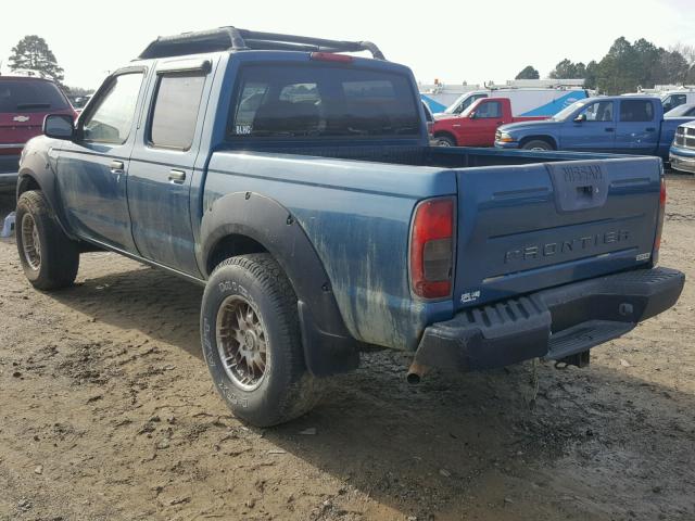 1N6ED27T91C328875 - 2001 NISSAN FRONTIER C BLUE photo 3