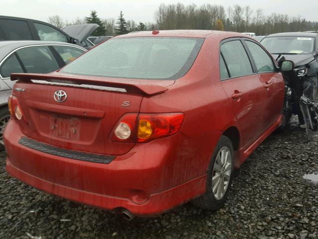 1NXBU40E49Z118425 - 2009 TOYOTA COROLLA BA RED photo 4