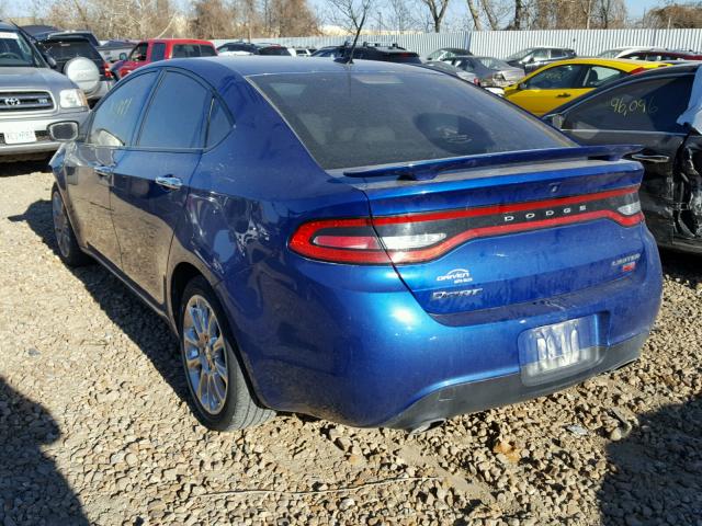 1C3CDFCH7DD142242 - 2013 DODGE DART LIMIT BLUE photo 3