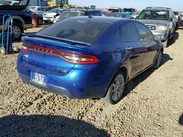 1C3CDFCH7DD142242 - 2013 DODGE DART LIMIT BLUE photo 4