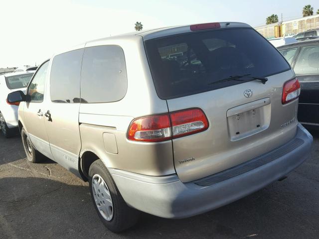 4T3ZF19C21U388001 - 2001 TOYOTA SIENNA CE TAN photo 3