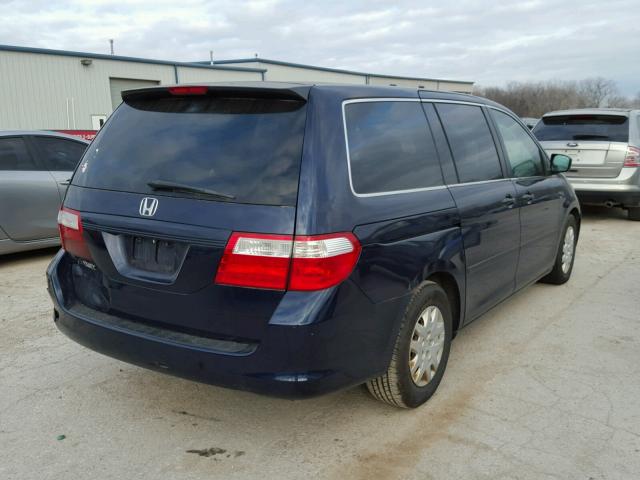 5FNRL382X7B115366 - 2007 HONDA ODYSSEY LX BLUE photo 4