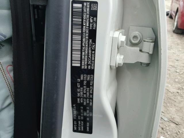 ZACCJAAH8FPC11244 - 2015 JEEP RENEGADE S WHITE photo 10