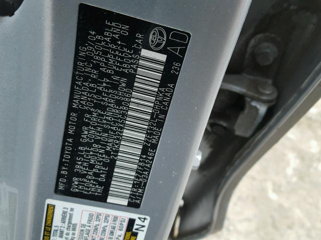 2T1KR32EX5C380860 - 2005 TOYOTA COROLLA MA SILVER photo 10