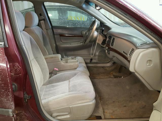 2G1WF52E049164884 - 2004 CHEVROLET IMPALA BURGUNDY photo 5