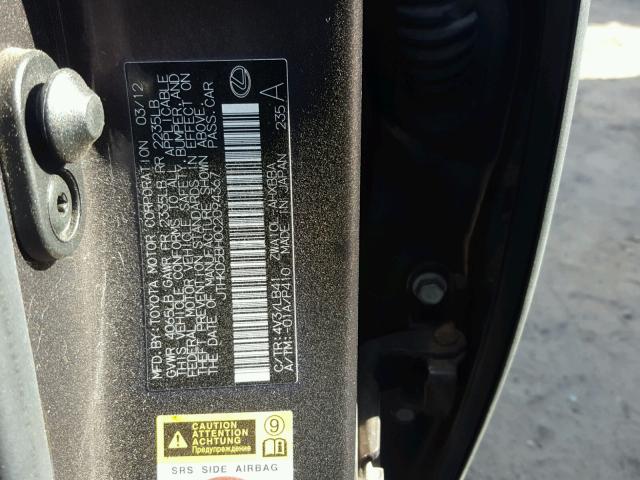 JTHKD5BH0C2094367 - 2012 LEXUS CT 200 BROWN photo 10